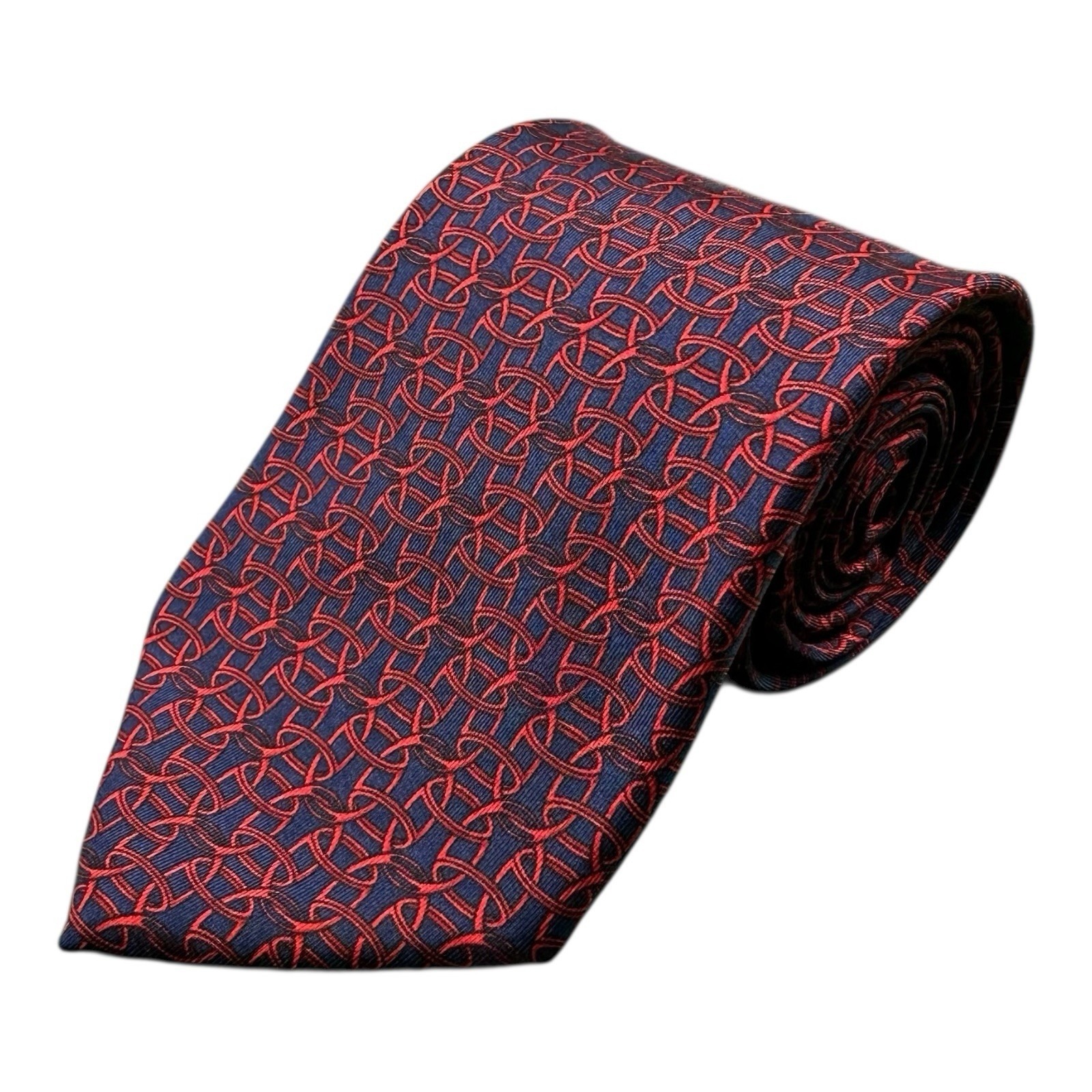 Gucci Vtg Blue Red Geometric Pure Silk Aop Tie 375 Inch Width